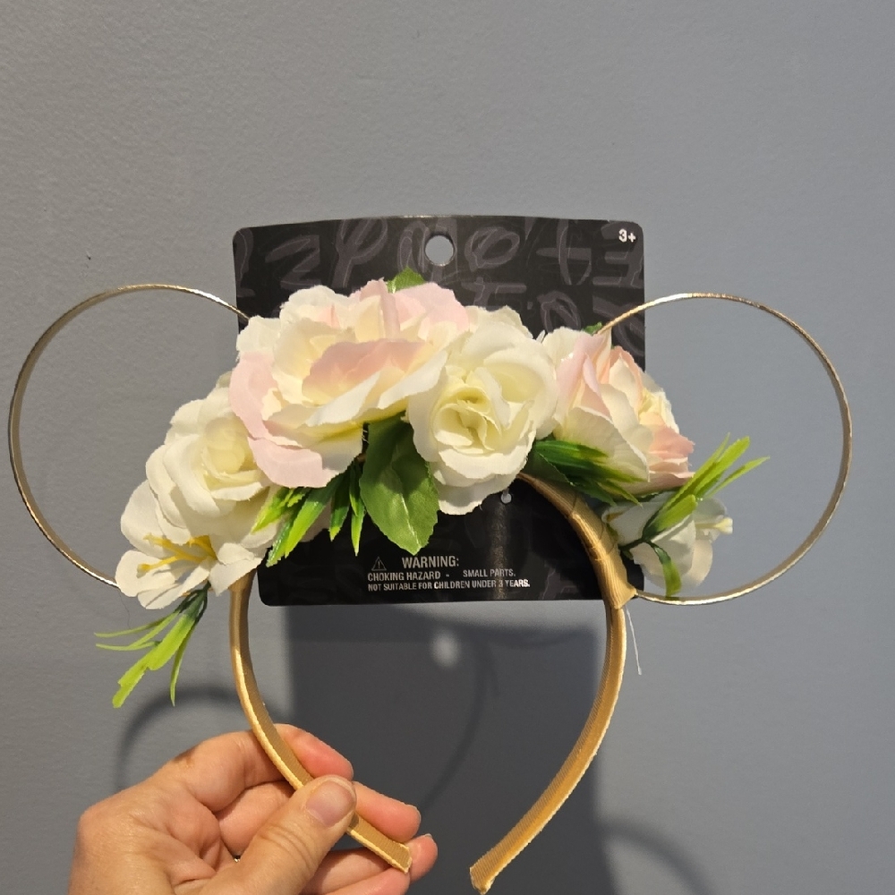 Disney Minnie Mouse Floral Headband with Gold Metal Accents